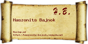 Haszonits Bajnok névjegykártya